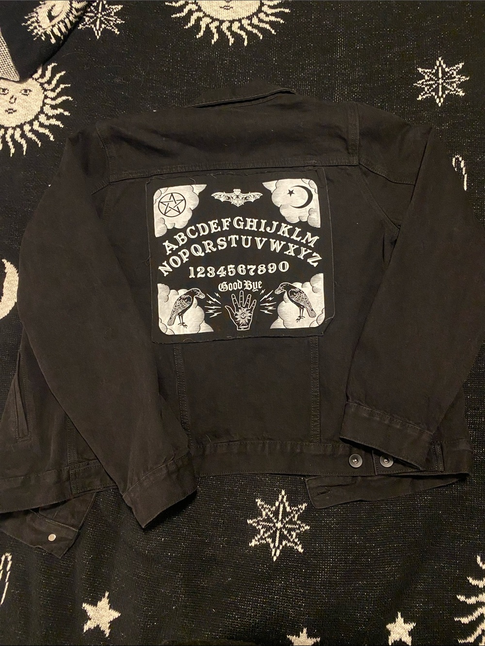 Hot Topic Denim Ouija board jacket